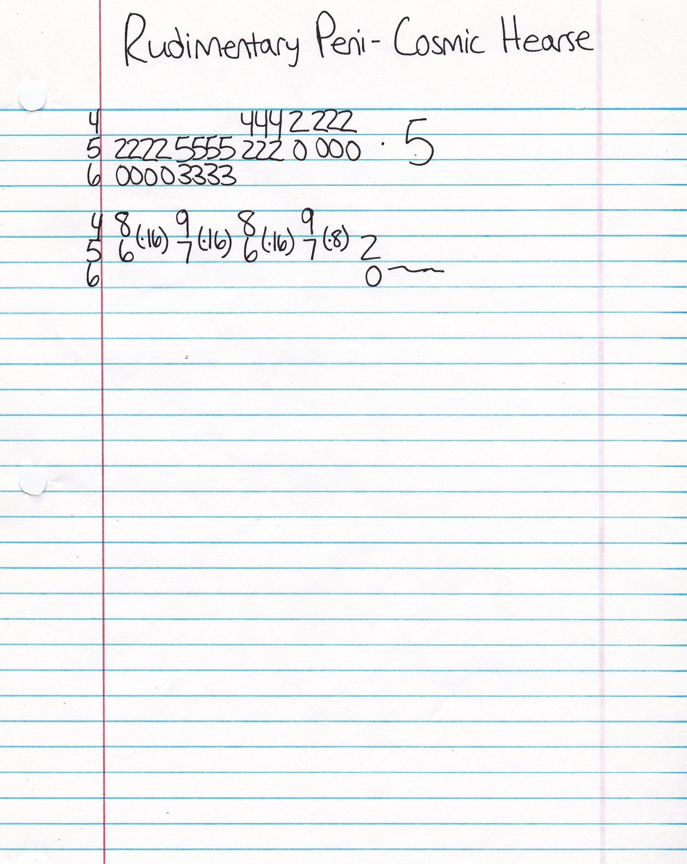 High quality guitar tab for Cosmic Hearse by Rudimentary Peni off of the album Death Church. ***Complete and accurate guitar tab!***